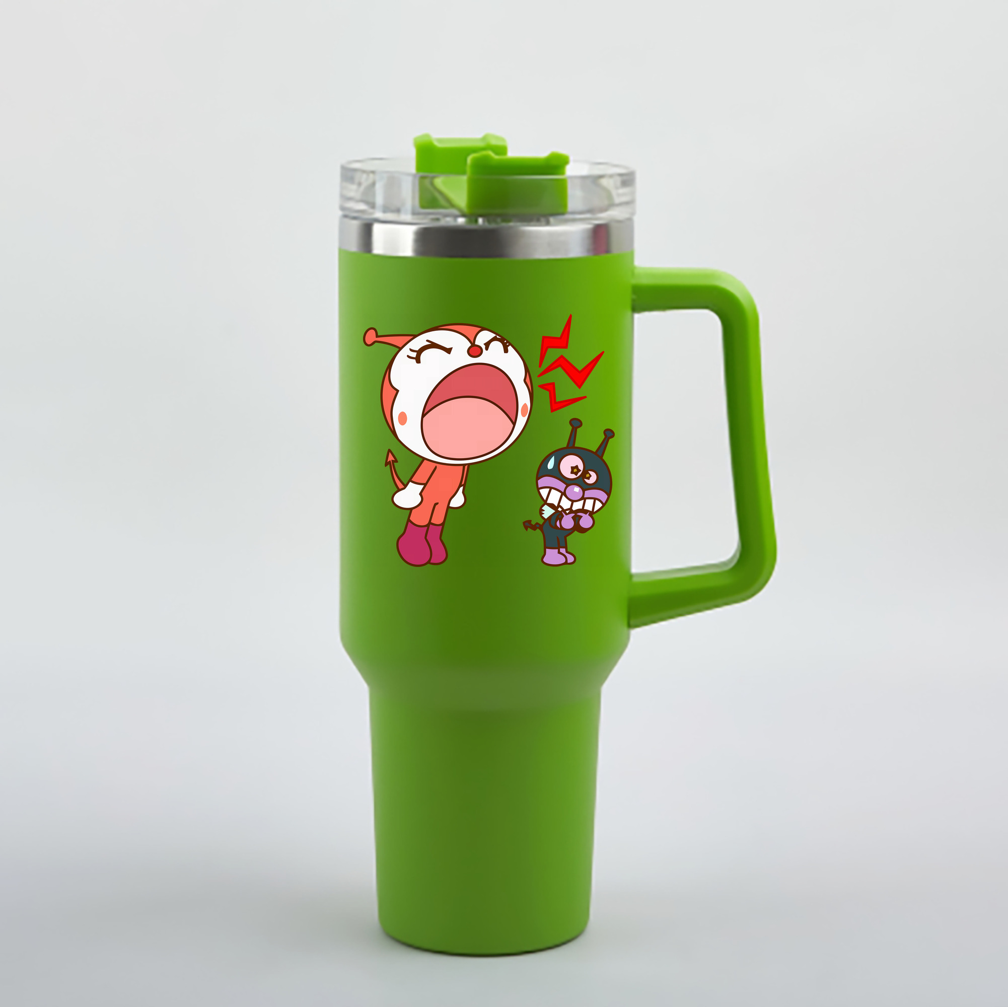 （画像用） アンパンマン Anpanman 1200mL車用タンブラー - クリスタルステッカー（プラスチックストロー付き）